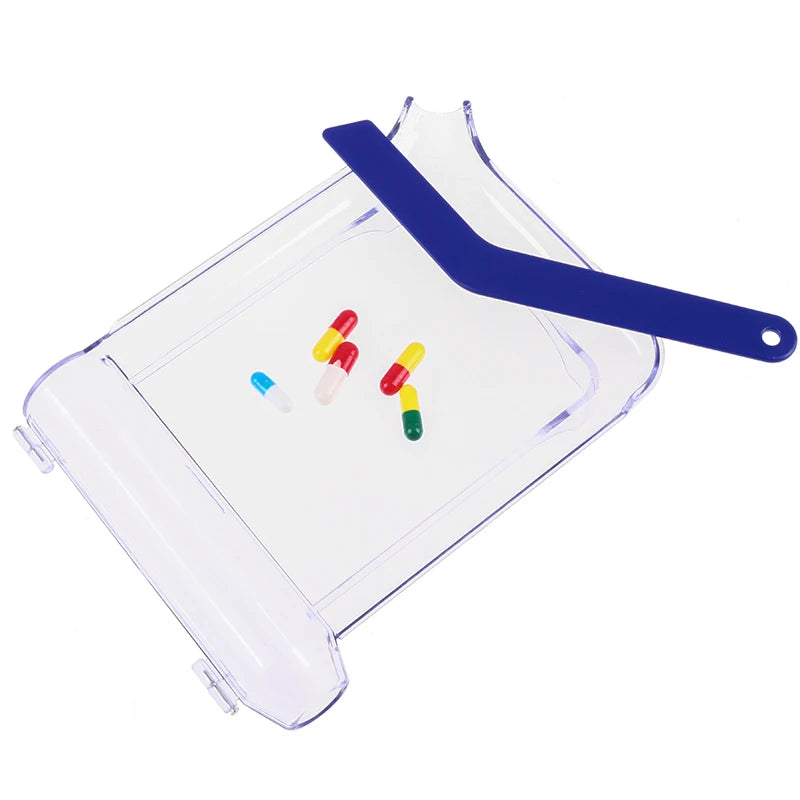 Transparent Plastic Pill Counting Tray With Spatulas